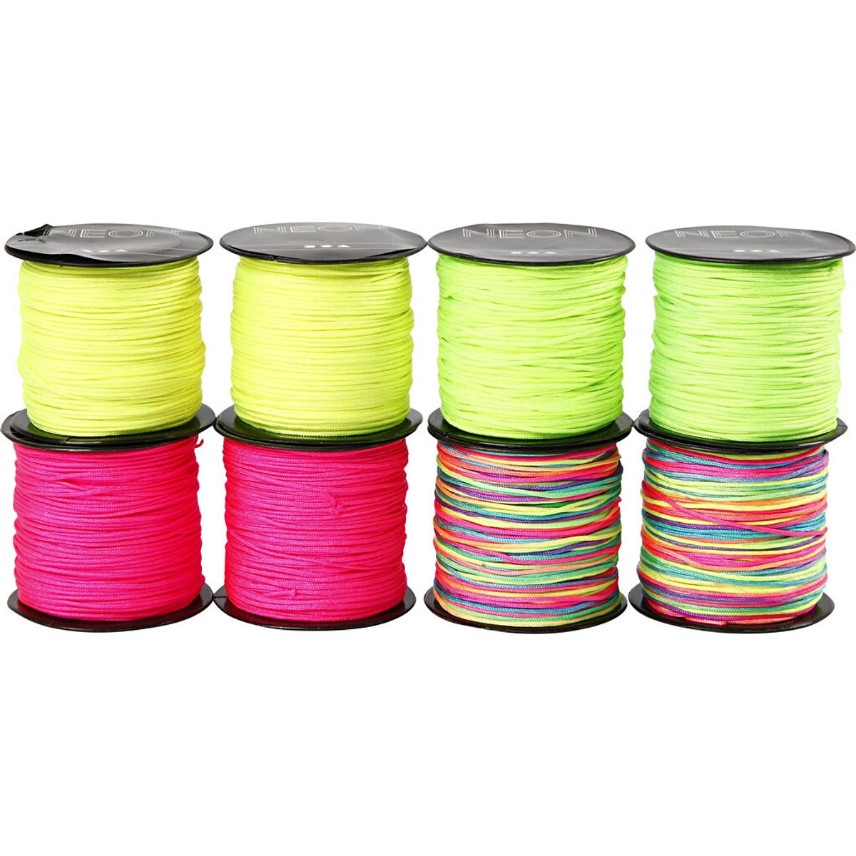 Knyttesnor - Tykkelse 1 Mm - Neon Grøn - Neon Pink - Neon Gul - Neonmix - 8x28 M