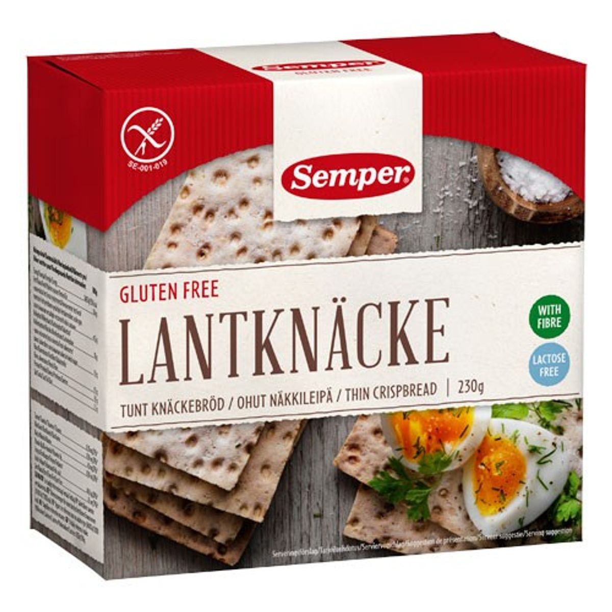 Knækbrød land glutenfri - 230 gram - Semper