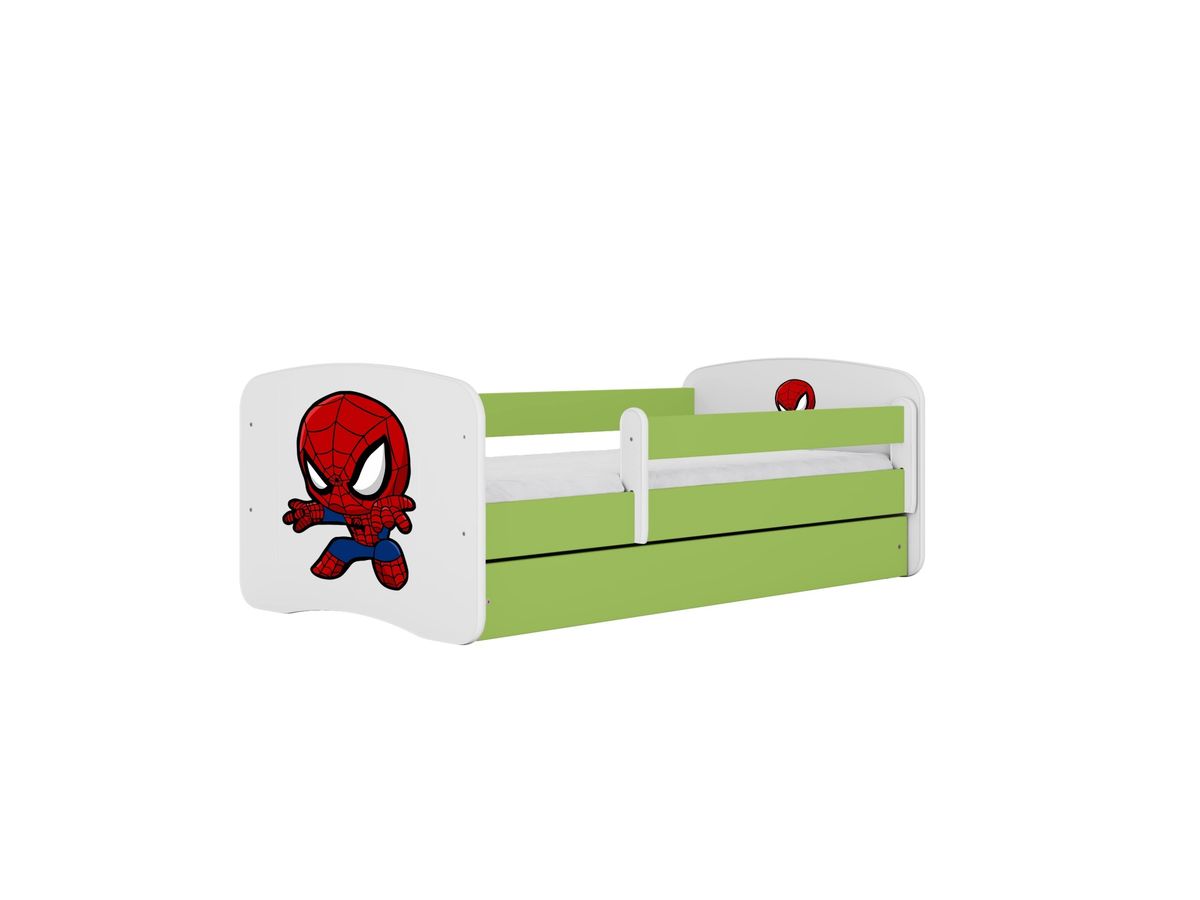 KOCOT KIDS Seng babydreams green spiderman med skuffe med madras 180/80