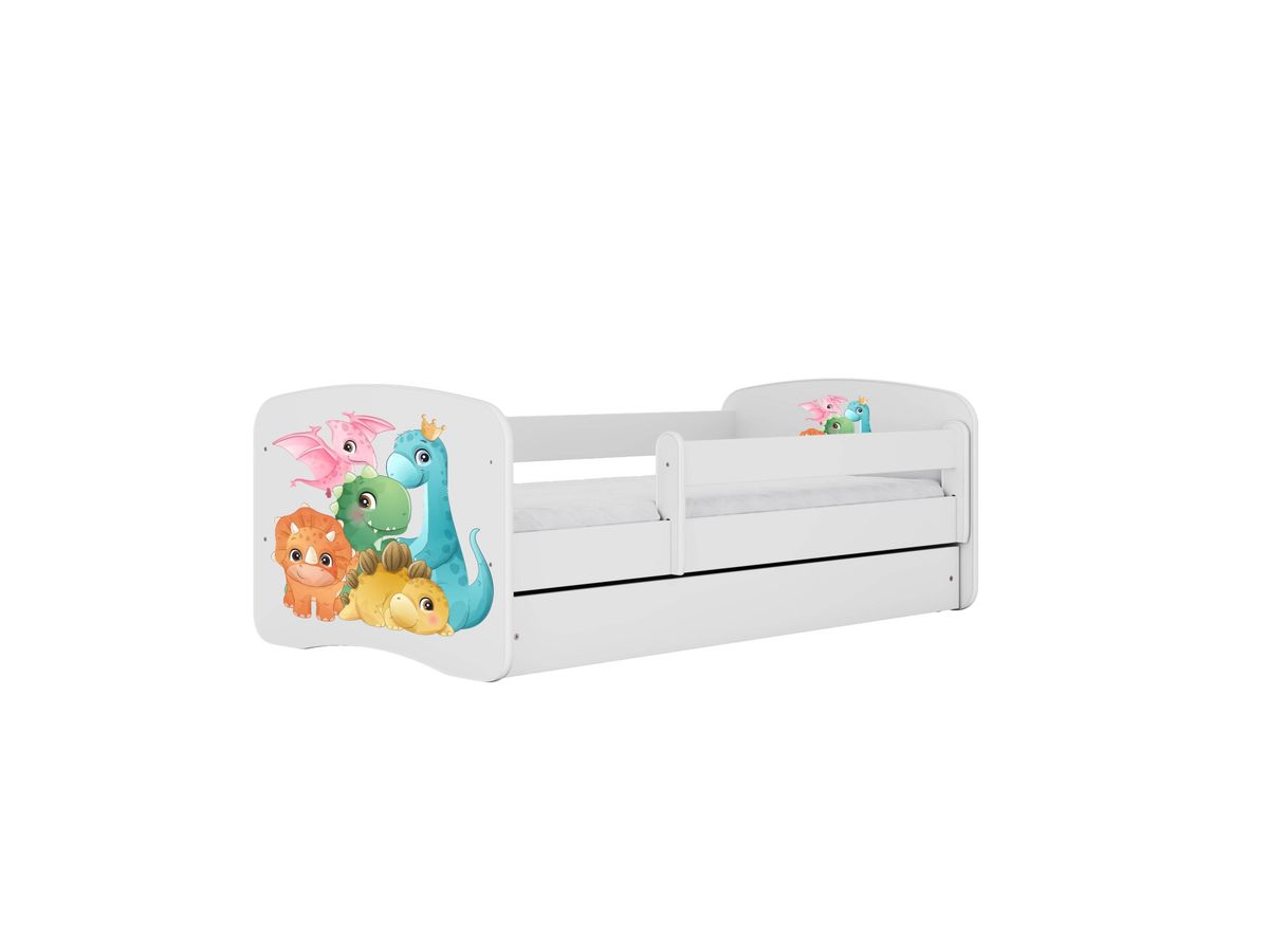 KOCOT KIDS Seng babydreams hvid tiny dinos med skuffe med madras 140/70