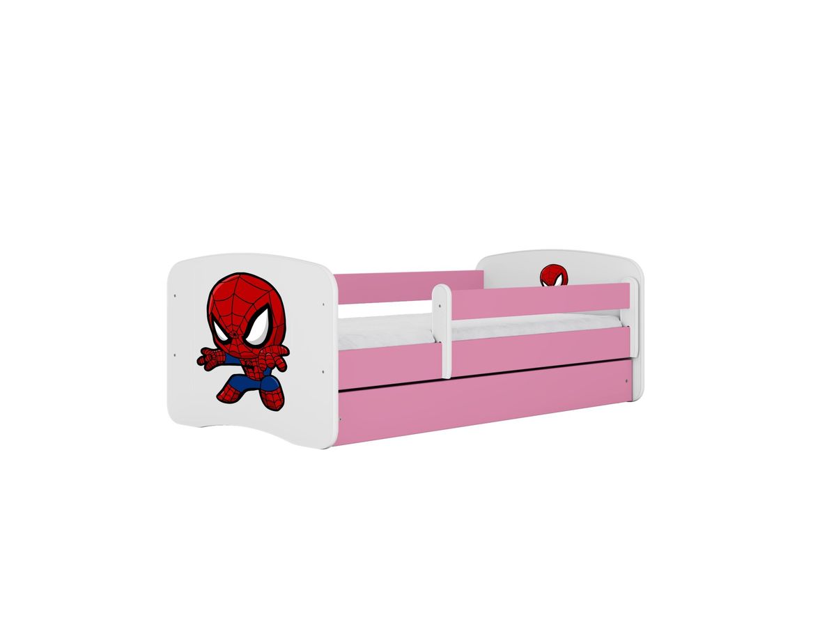 KOCOT KIDS Seng babydreams pink spiderman med skuffe med madras 160/80