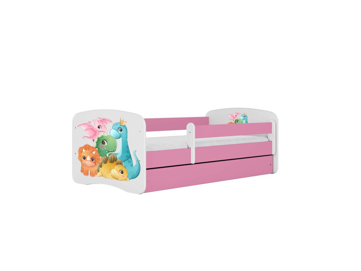 KOCOT KIDS Seng babydreams pink tiny dinos med skuffe med madras 140/70