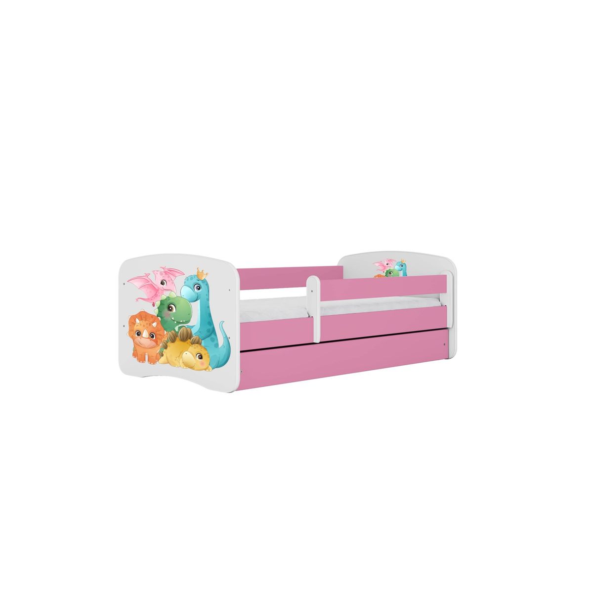 KOCOT KIDS Seng babydreams pink tiny dinos med skuffe med madras 180/80