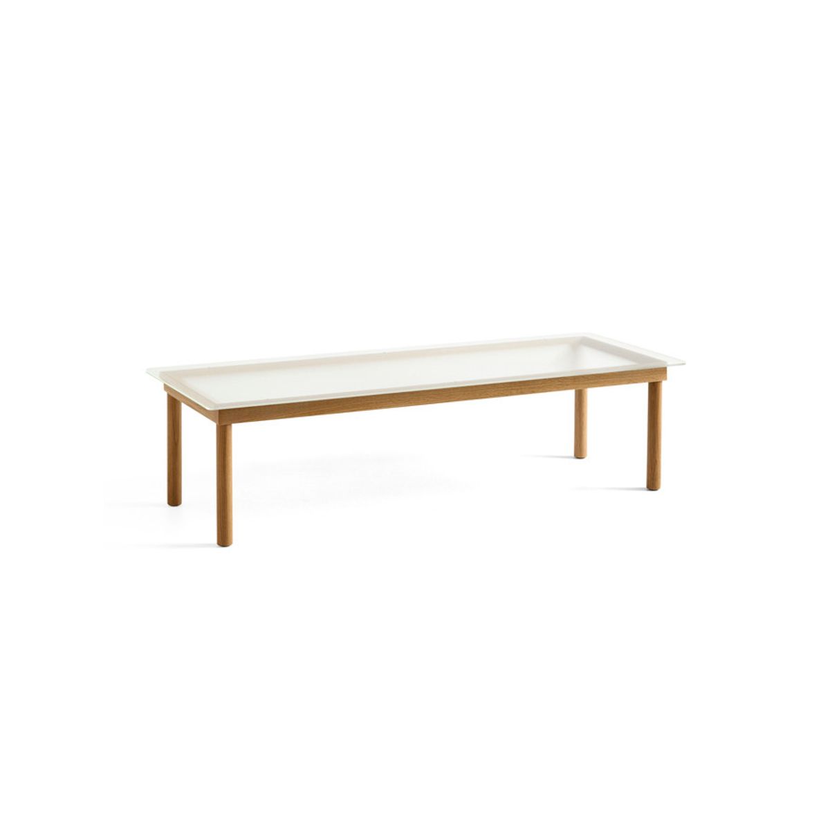 Kofi Sofabord 140x50 fra Hay (Clear reeded glass, Water-based lacquered oak)