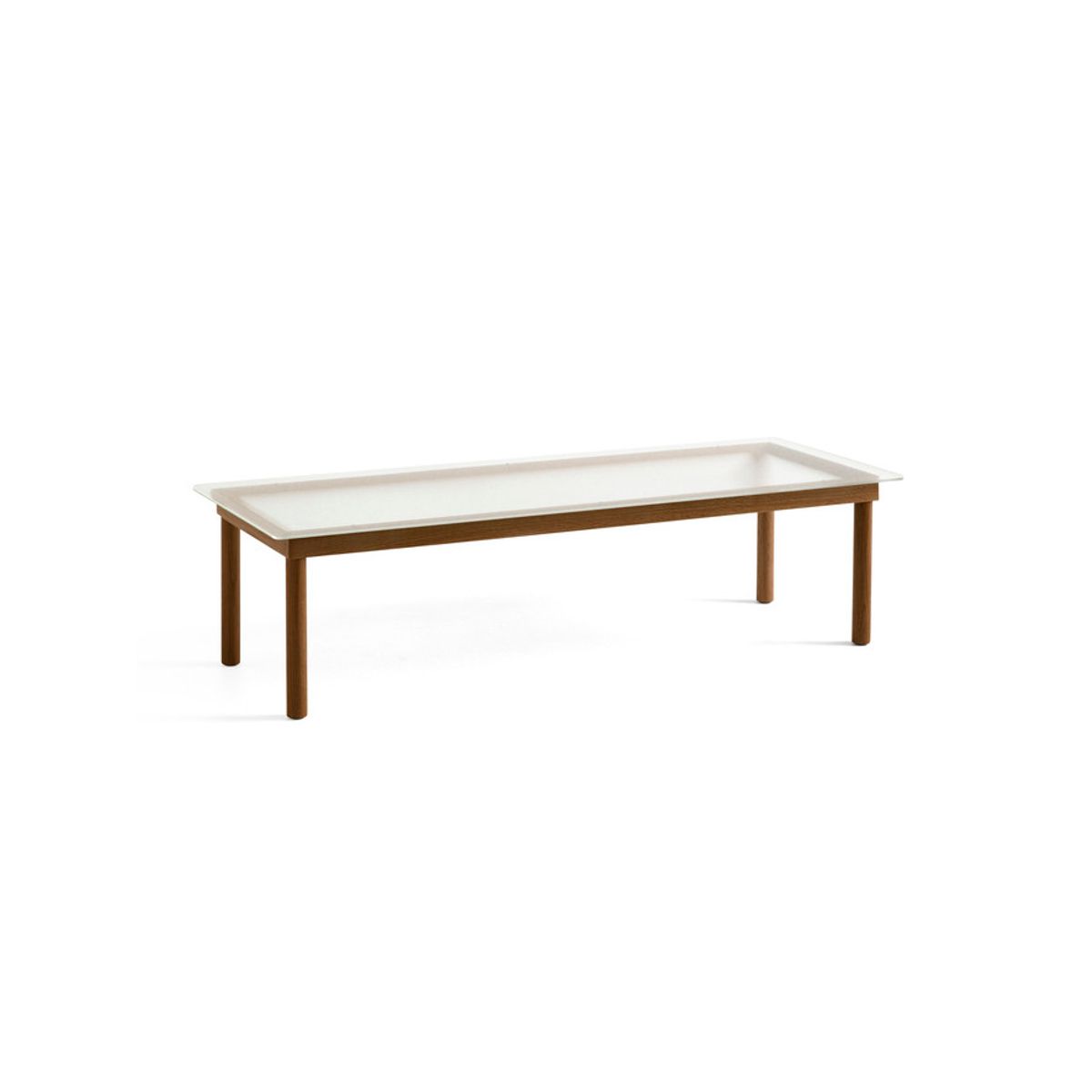 Kofi Sofabord 140x50 fra Hay (Clear reeded glass, Water-based lacquered walnut)