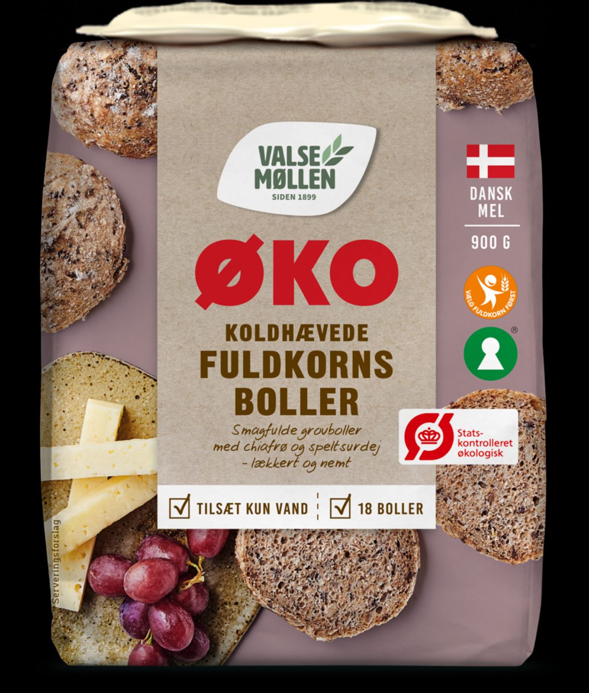 Koldhævede fuldkornsboller Økologisk 900 g - Valsemøllen