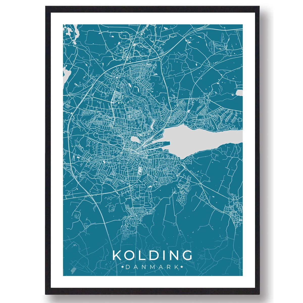 Kolding by plakat - blå (Størrelse: XS - 15x21cm (A5))