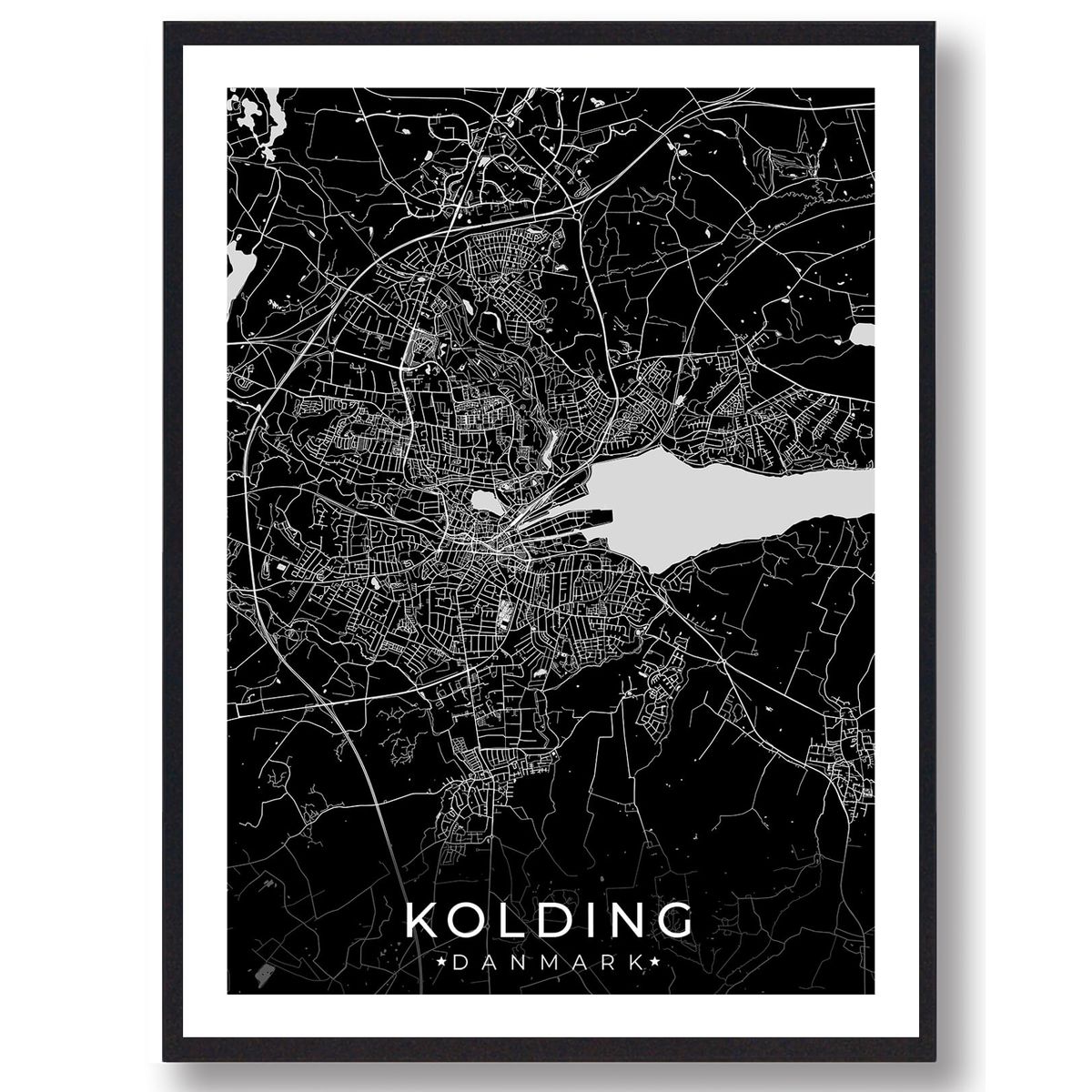 Kolding by plakat - sort (Størrelse: M - 30x40cm)