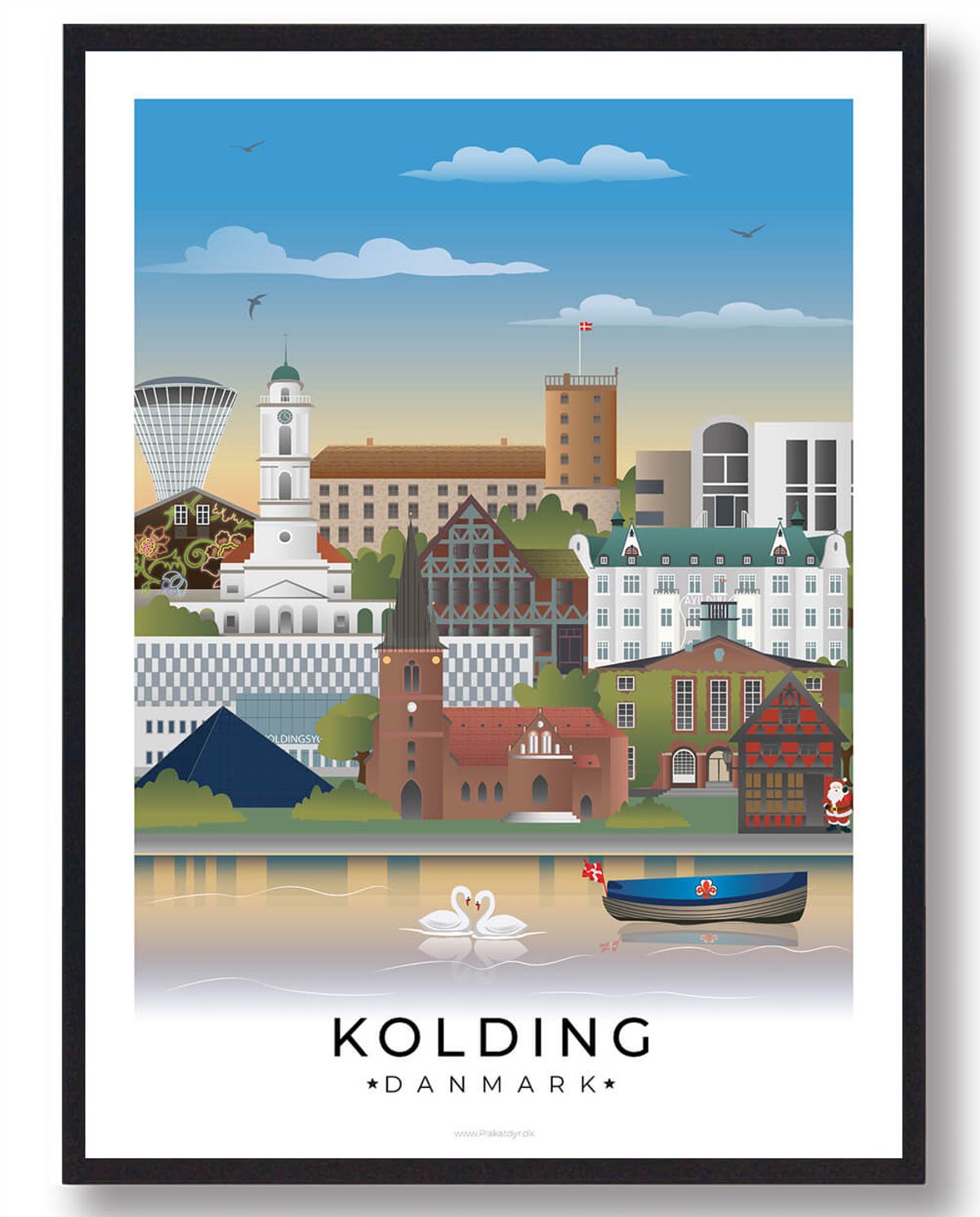 Kolding byplakat med hvid kant (RESTPARTI) (Størrelse: M - 30x40cm)