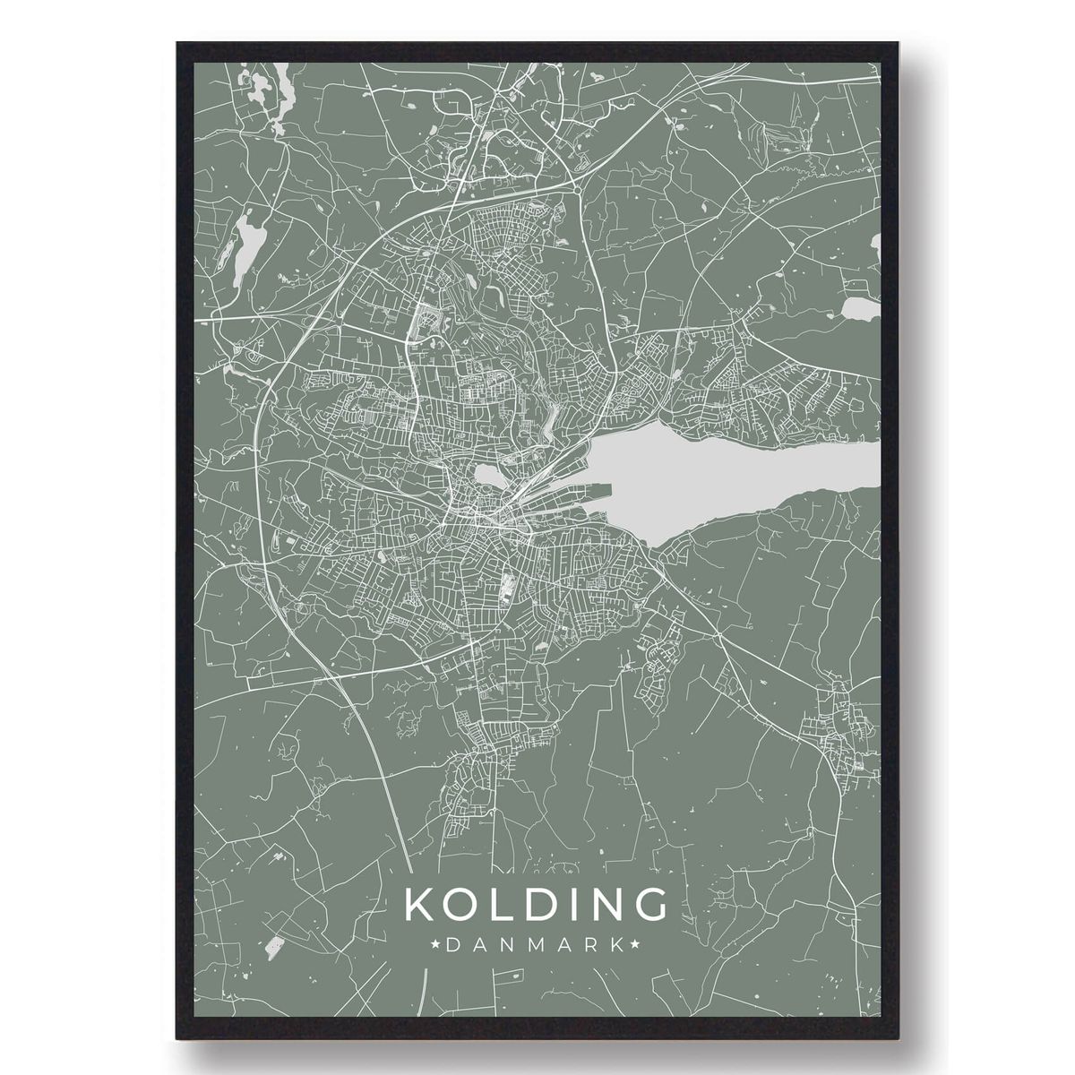 Kolding plakat - grøn (Størrelse: M - 30x40cm)