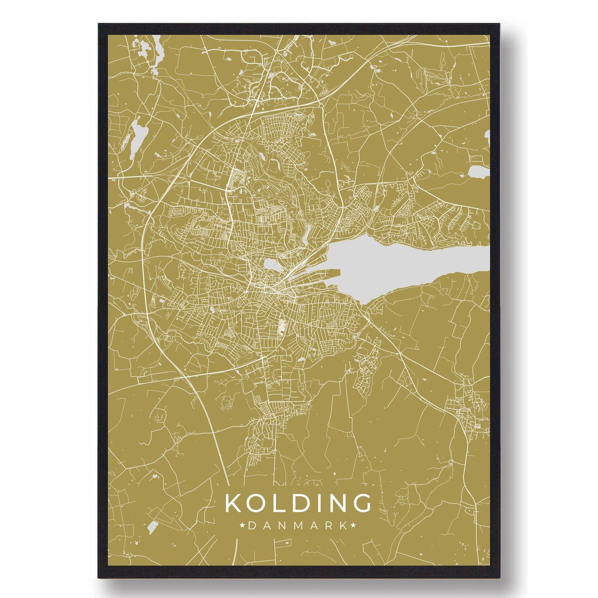 Kolding plakat - gul (Størrelse: M - 30x40cm)