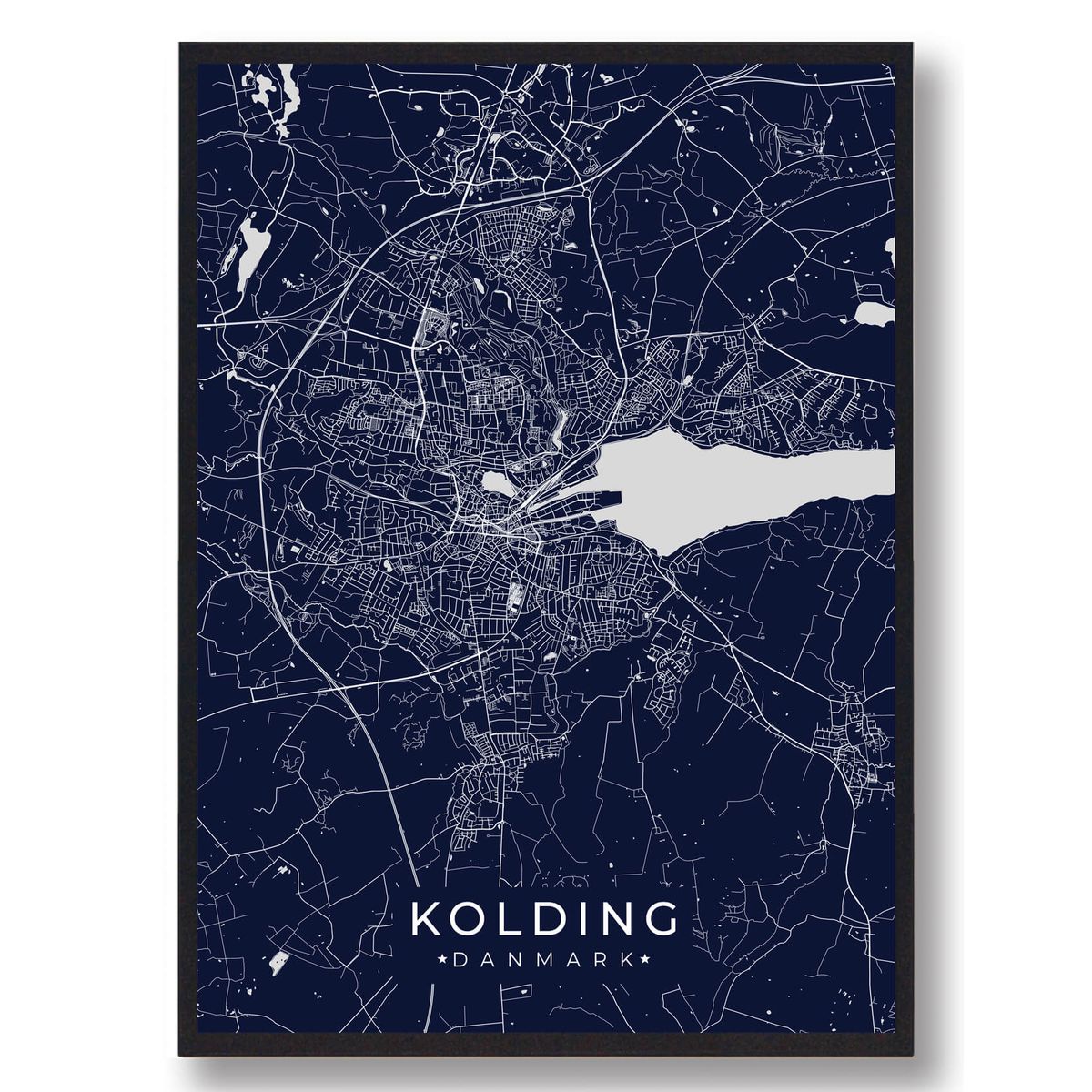 Kolding plakat - mørkeblå (Størrelse: M - 30x40cm)