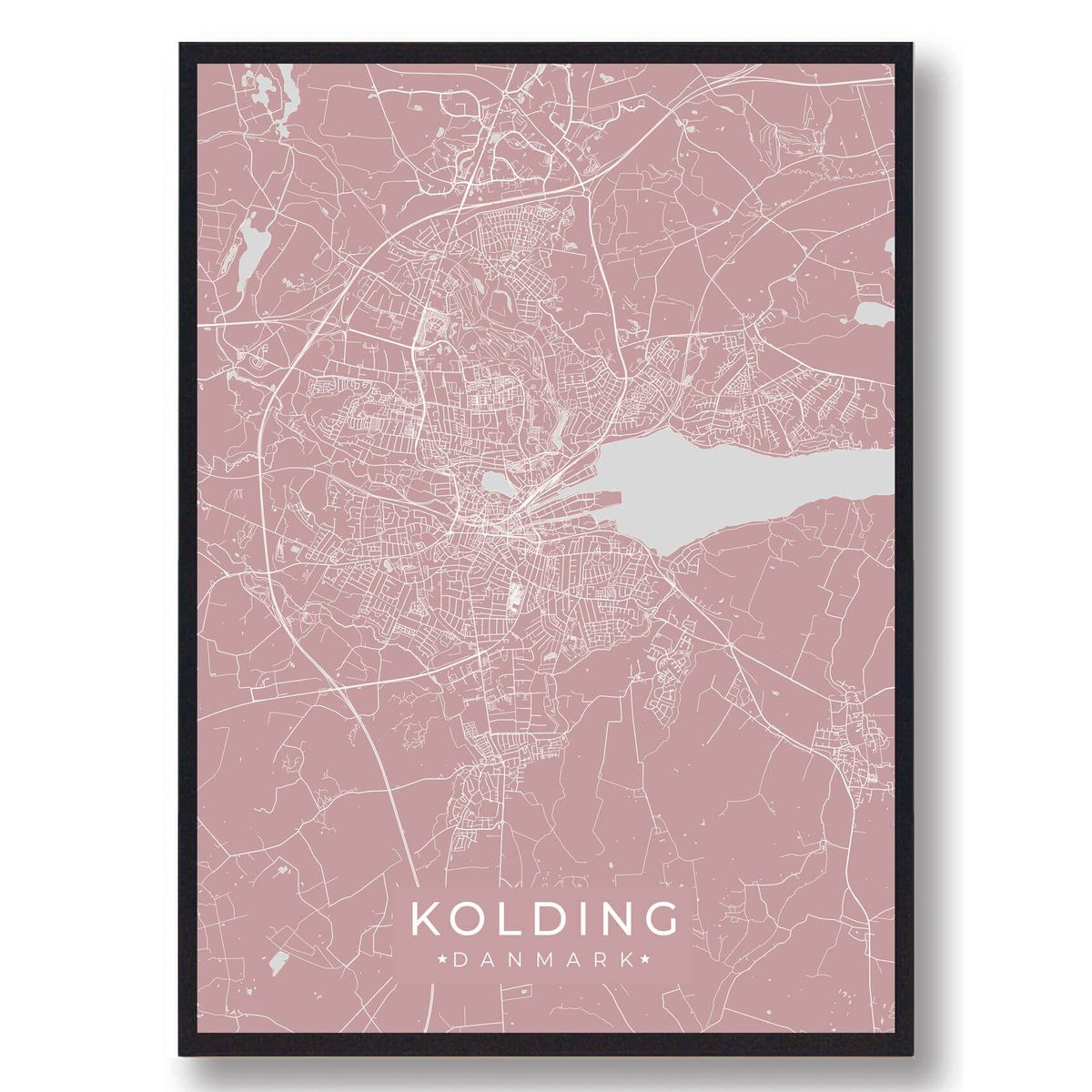 Kolding plakat - rosa (Størrelse: S - 21x29,7cm (A4))