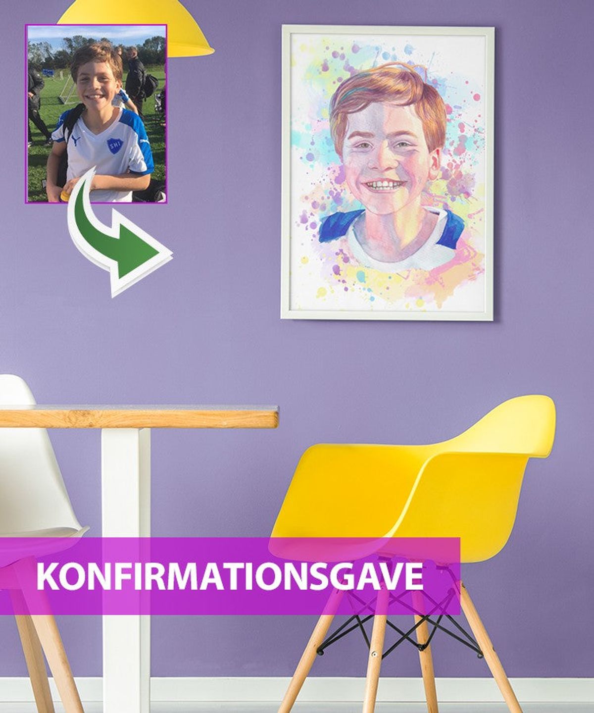 Konfirmationsgave - Vandmaleri efter dine fotos