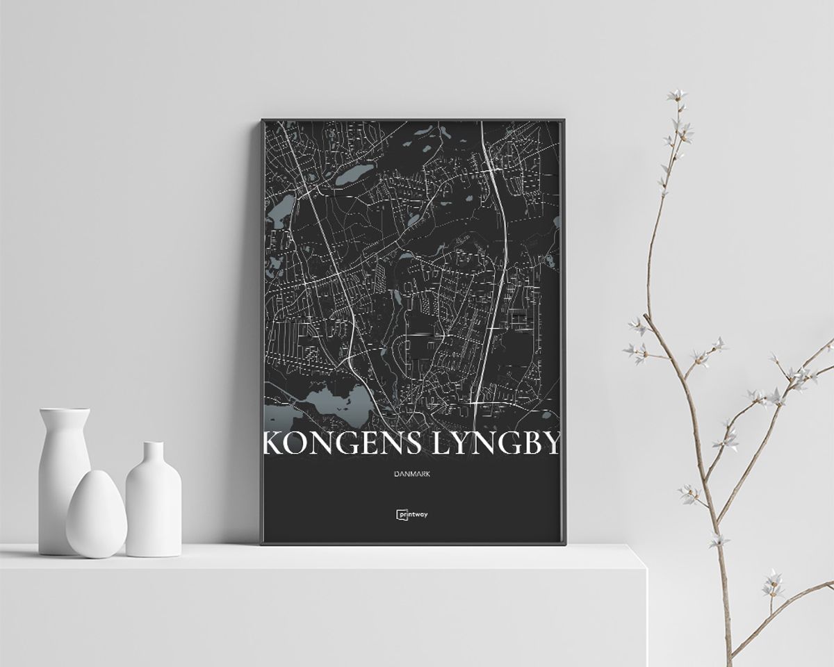 Kongens Lyngby Plakaten Fuldt kort Sort 50×70 cm (B2)