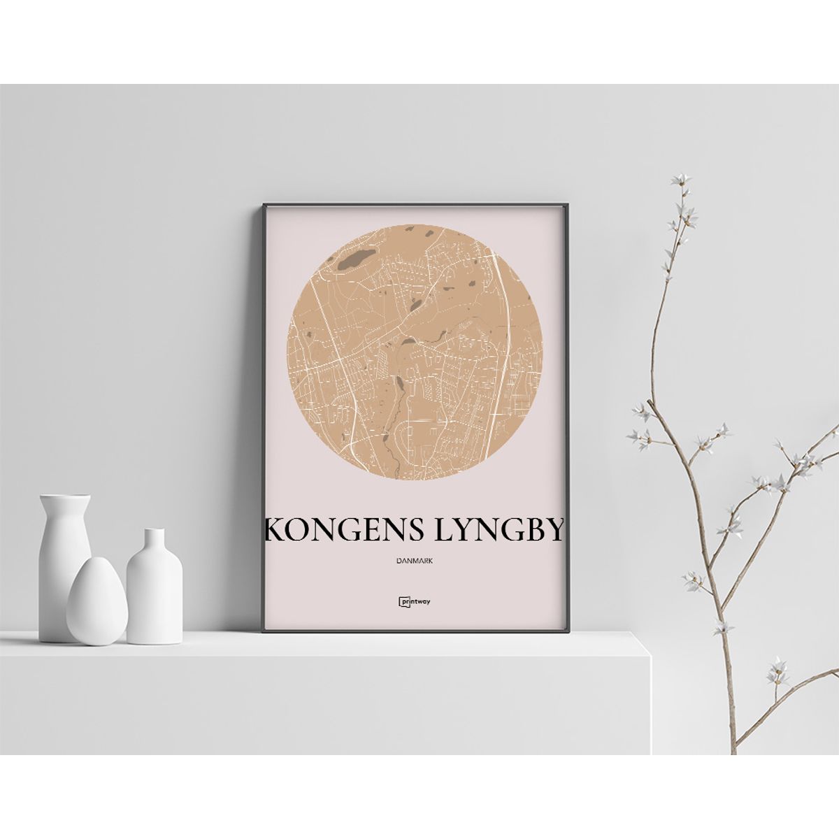 Kongens Lyngby Plakaten Rundt kort Guld 42×60 cm (A2)