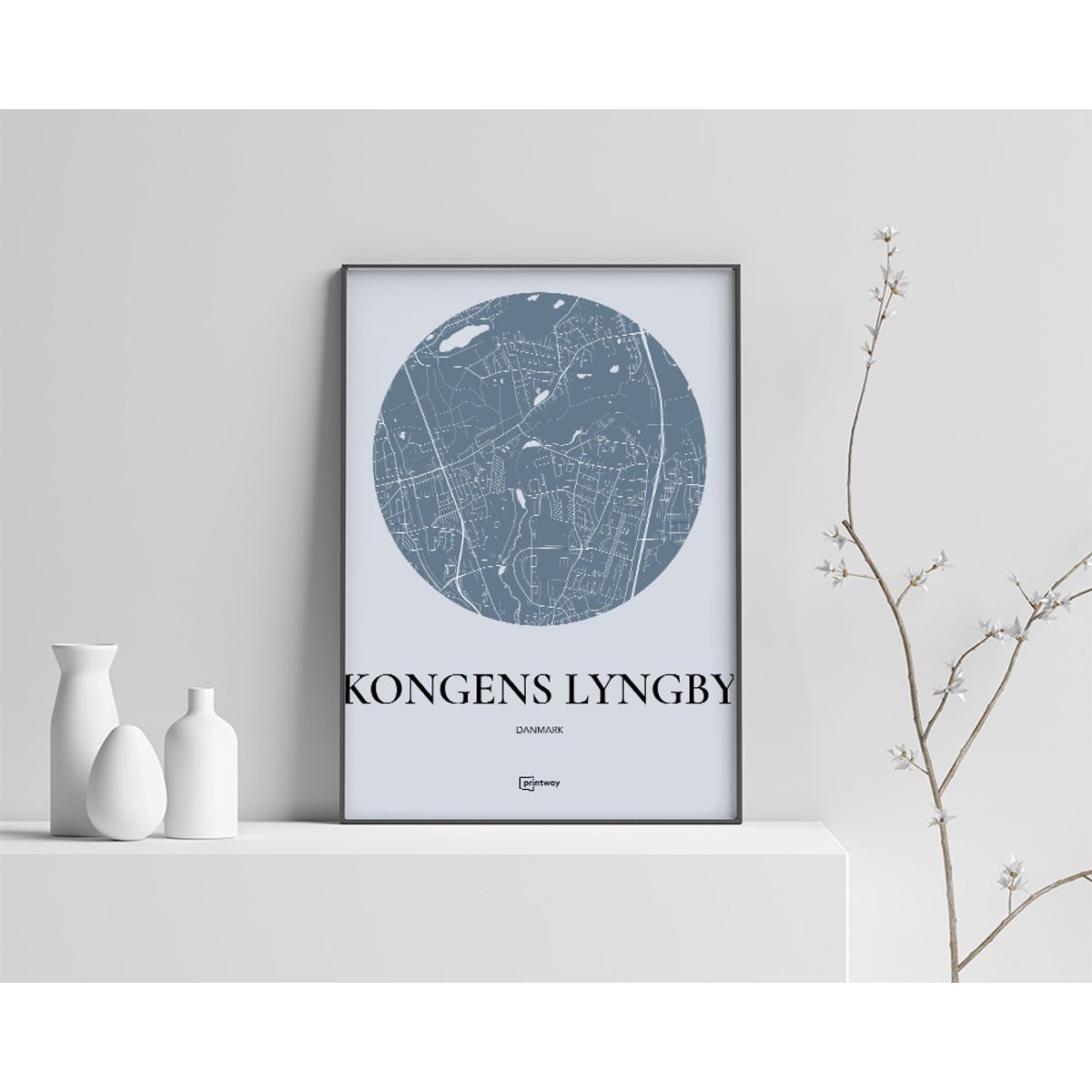 Kongens Lyngby Plakaten Rundt kort Havblå 50×70 cm (B2)