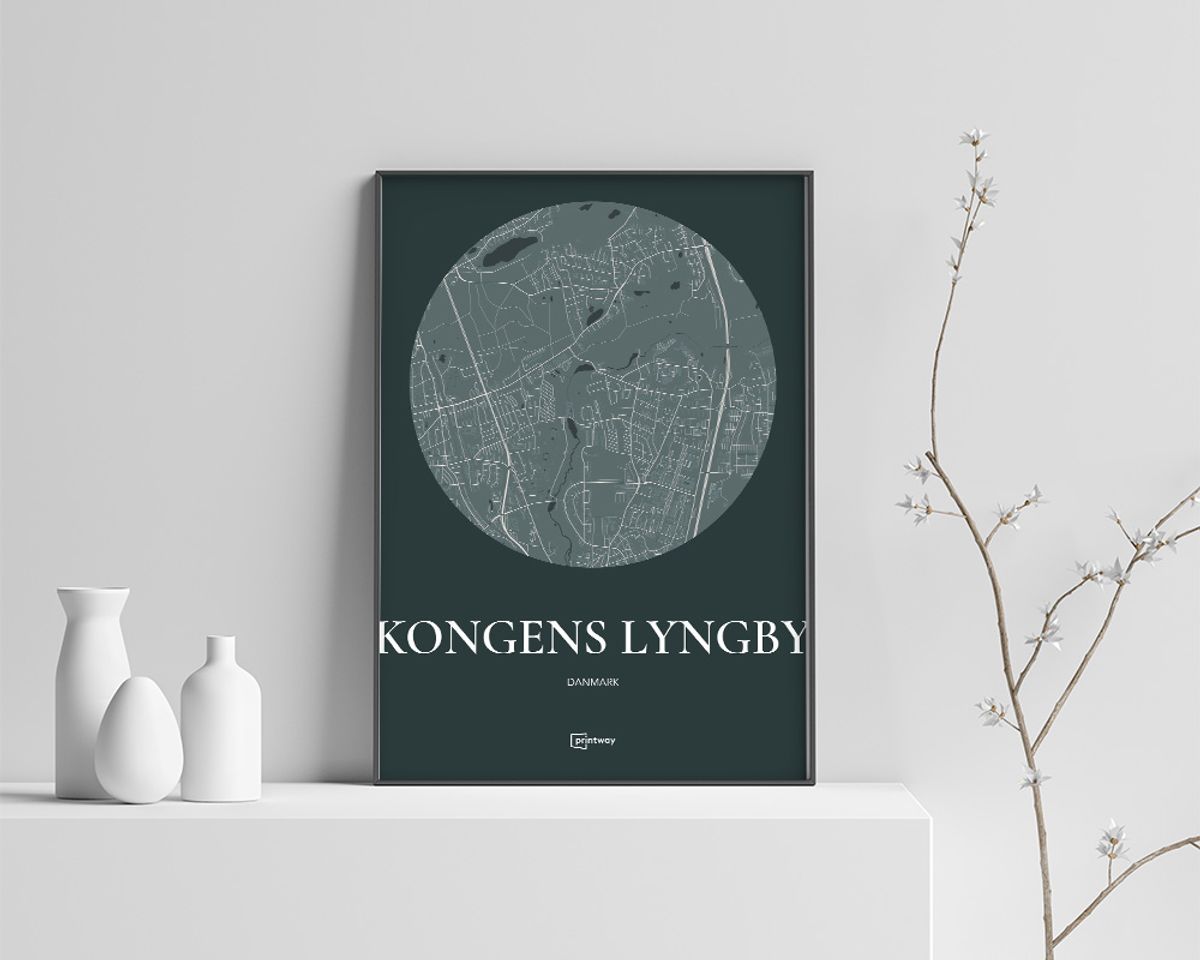 Kongens Lyngby Plakaten Rundt kort Skovgrøn 42×60 cm (A2)