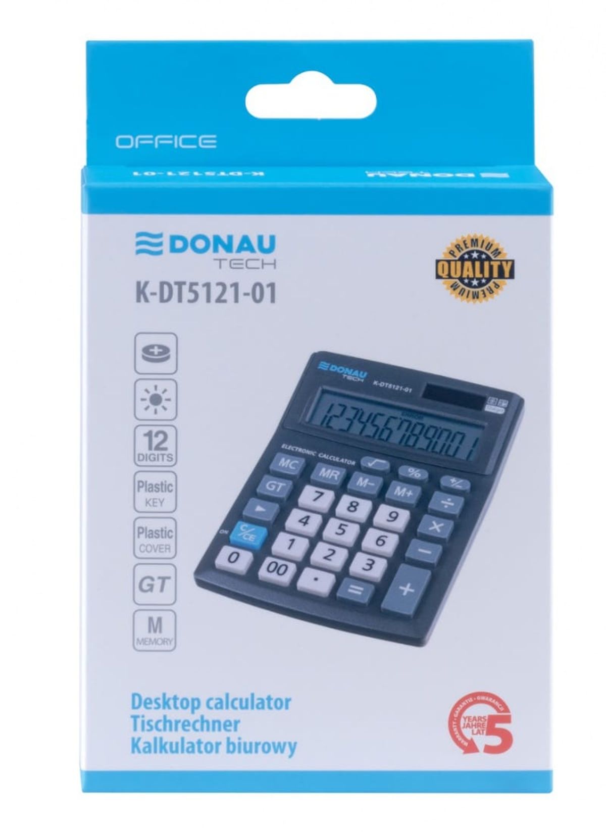 Kontorregner DONAU TECH 12-cifret display sort.