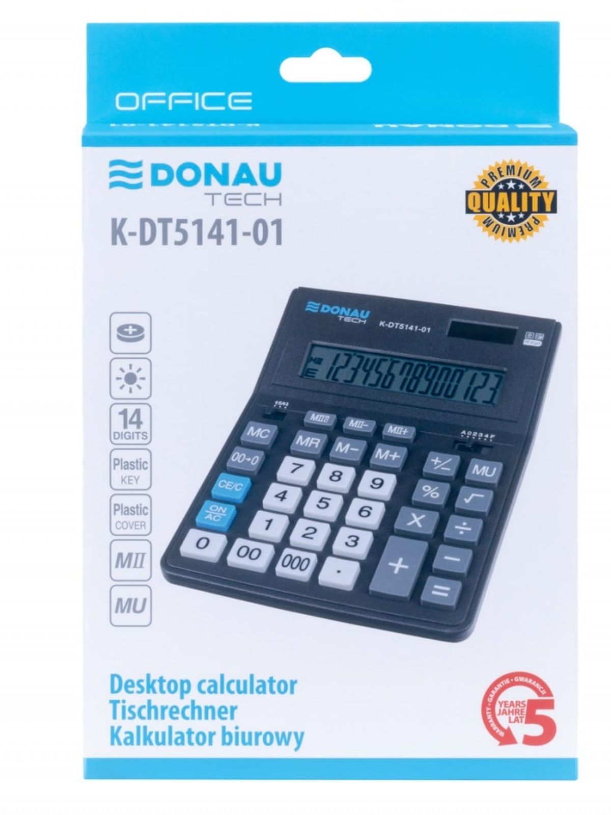 Kontorregner DONAU TECH 14-cifret display sort.