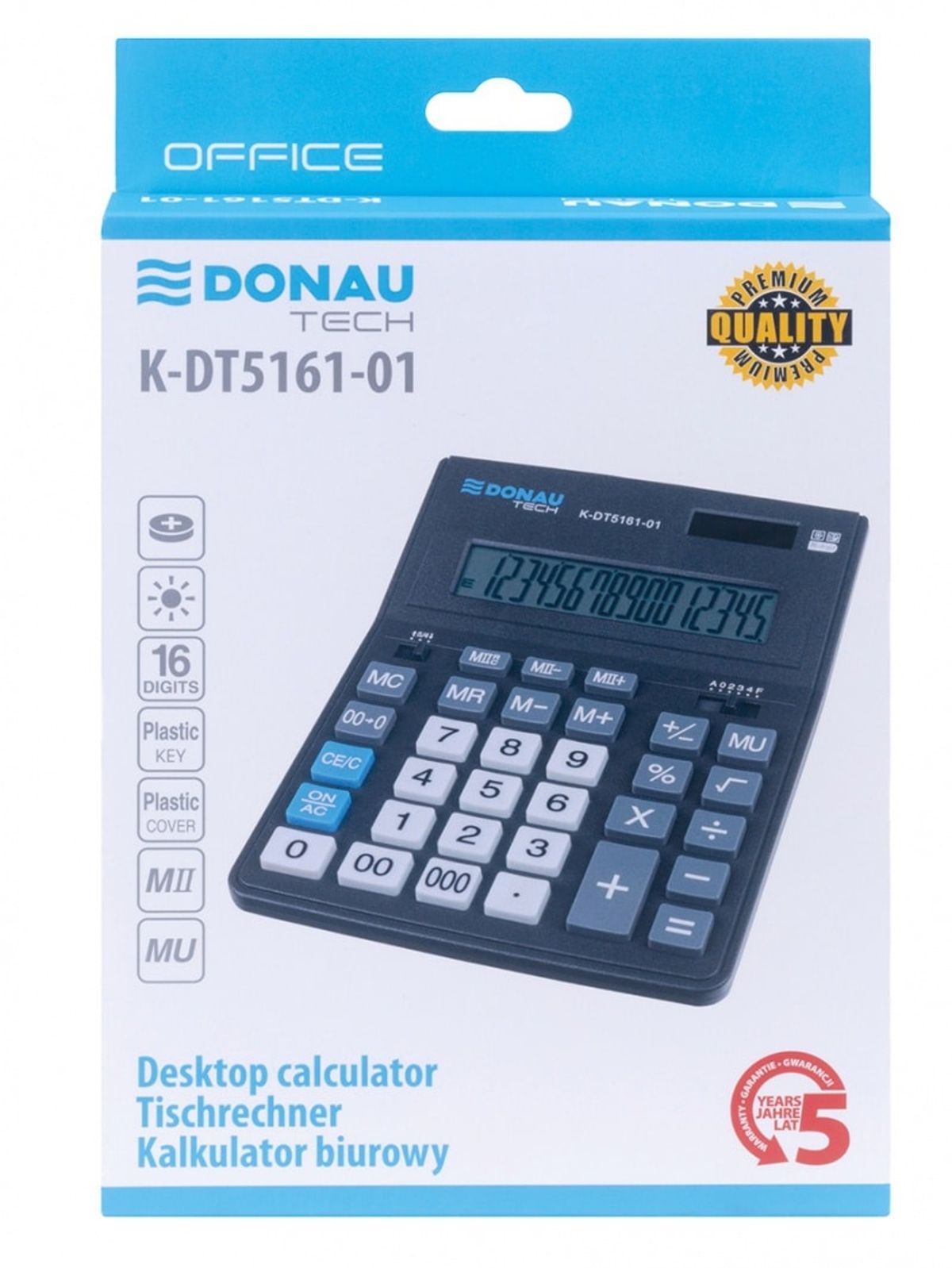 Kontorregner DONAU TECH 16-cifret display sort.