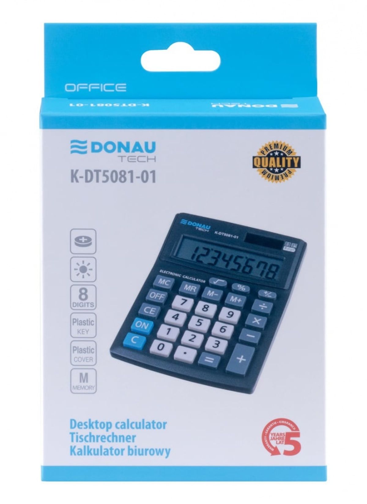 Kontorregner DONAU TECH 8-cifret display sort.