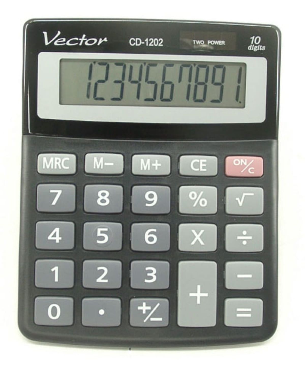 Kontorregner VECTOR 10-cifret display sort.