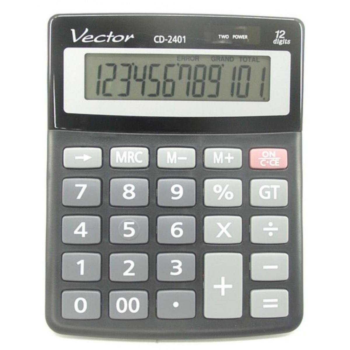 Kontorregner VECTOR KAV CD-2401 BLK, 12 cifre,.