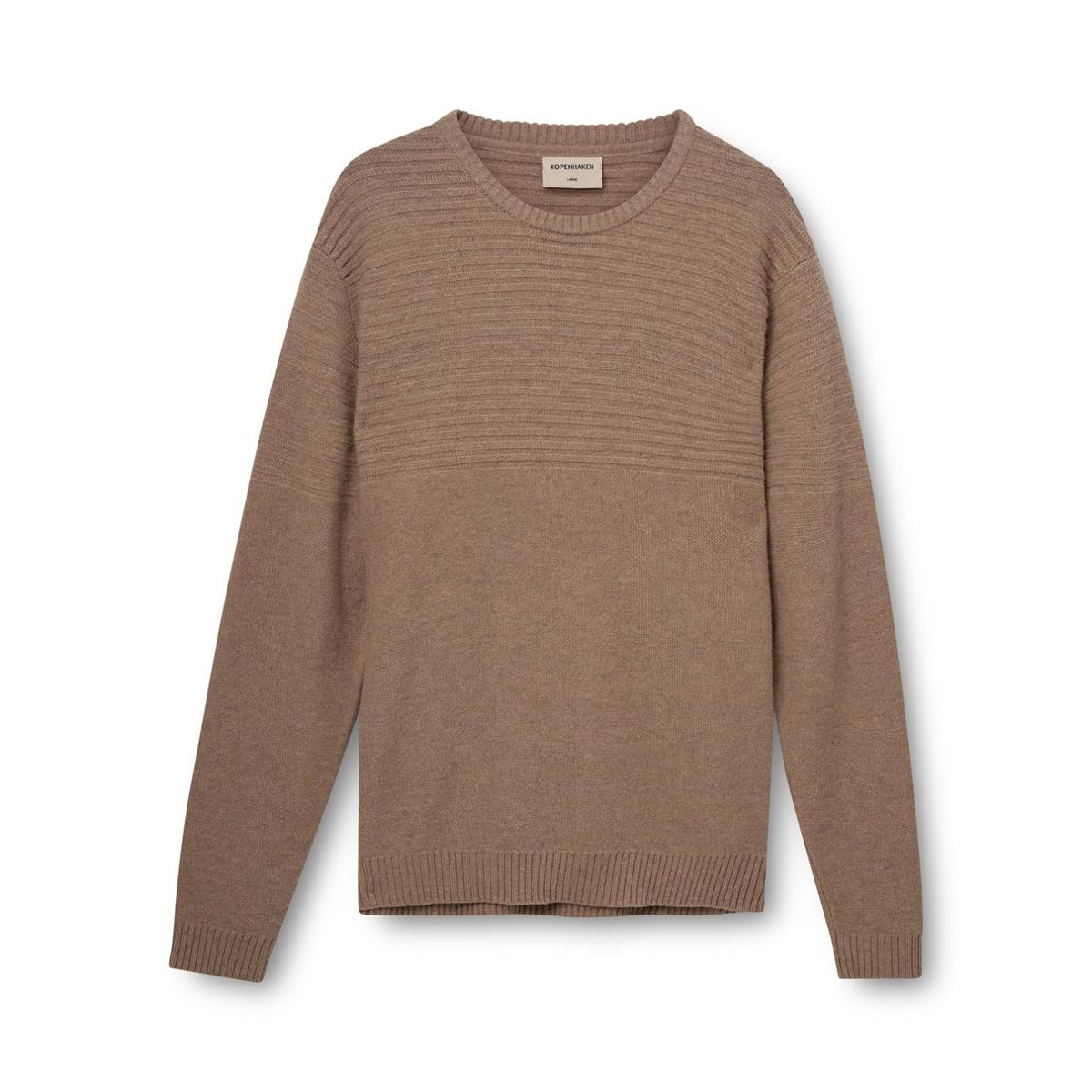 Kopenhaken John O-neck Sweater Herre Striktrøje - Light Brown - 2XL