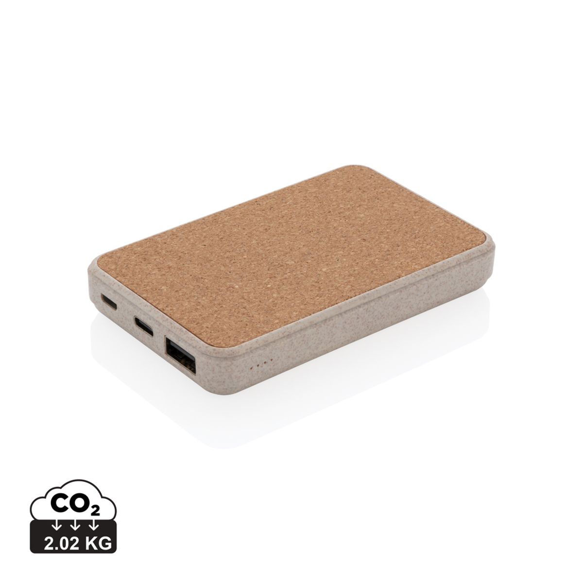 Kork & Hvedestrå - 5.000 mAh Lomme Powerbank, Brun