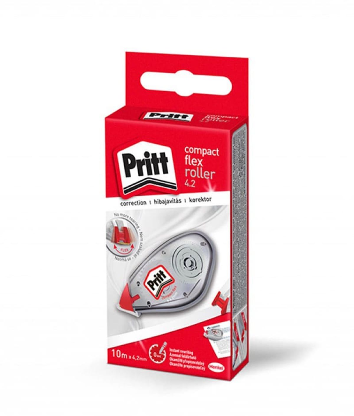 Korrektionstape PRITT COMPACT FLEX, mus, 4.2mm x 10m, æske, med hænger,.