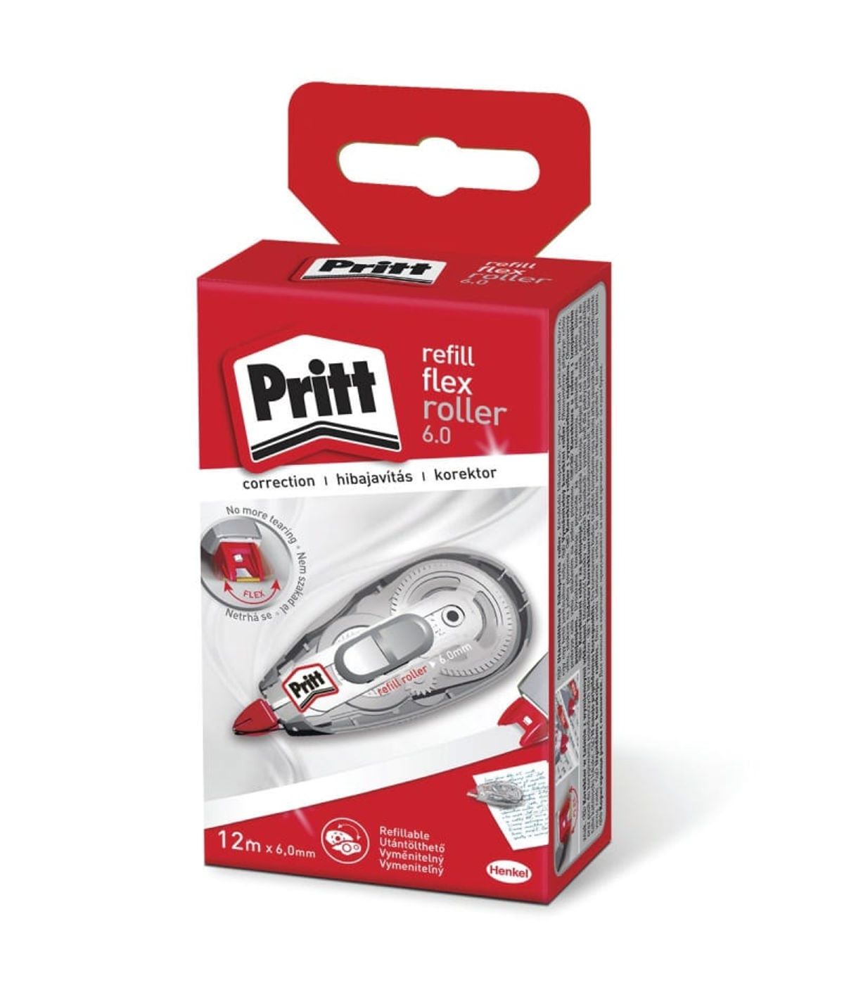 Korrekturlæber PRITT REFILL FLEX, mus, 6,0mm x 12m, æske med ophæng,.