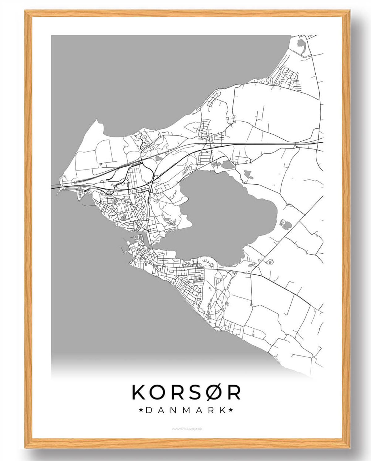 Korsør by plakat - hvid (Størrelse: L - 50x70cm (B2))