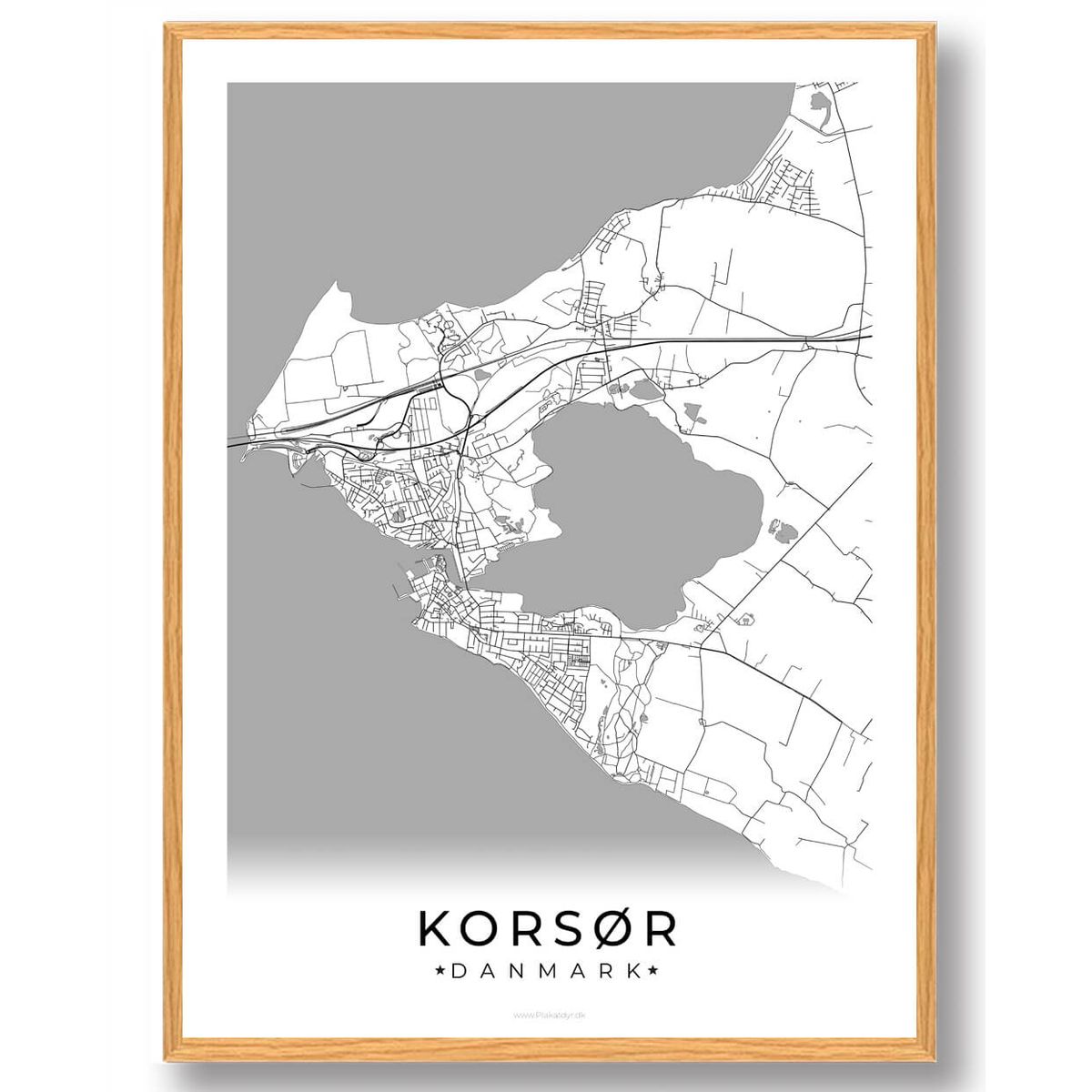 Korsør by plakat - hvid (Størrelse: S - 21x29,7cm (A4))