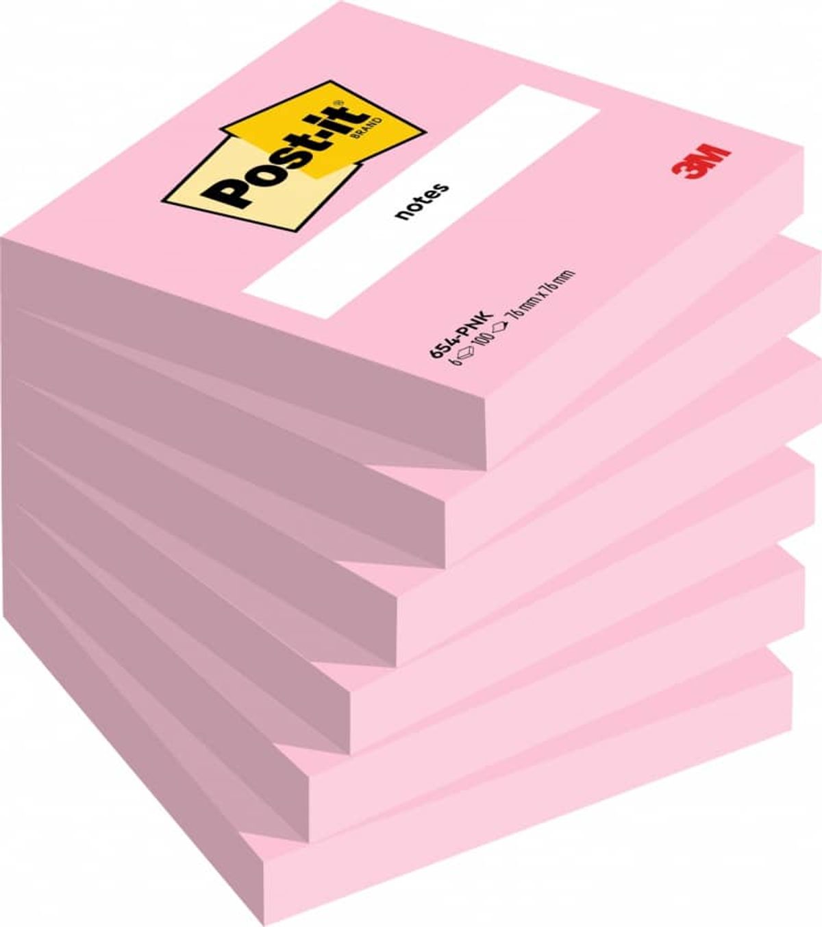 Kort POST-IT®, 76x76mm, 6x100 kort, pink,.