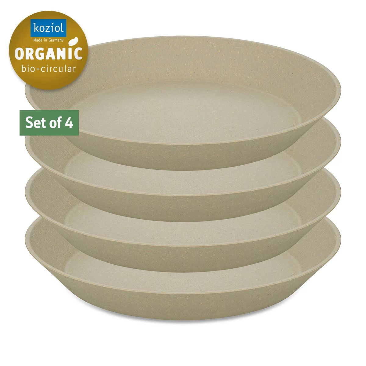 Koziol dyb tallerken Ø24 cm Connect Plate, Nature Desert Sand 4 stk. - 100% naturmaterialer