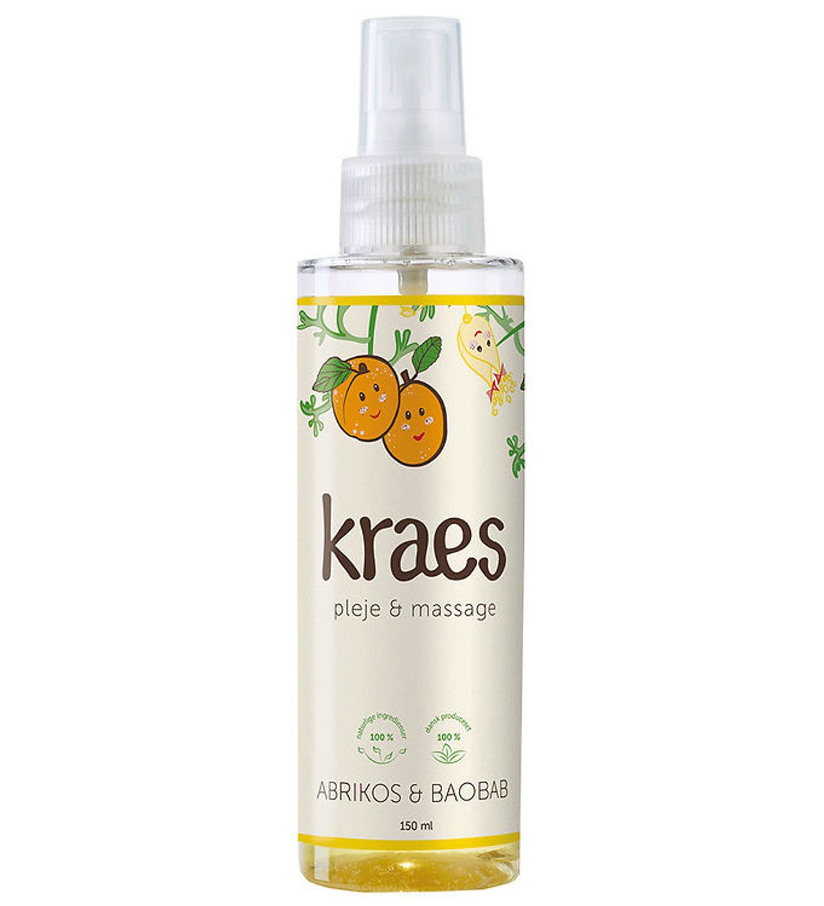 Kraes Pleje & Massageolie - Abrikos & Baobab - 150 ml