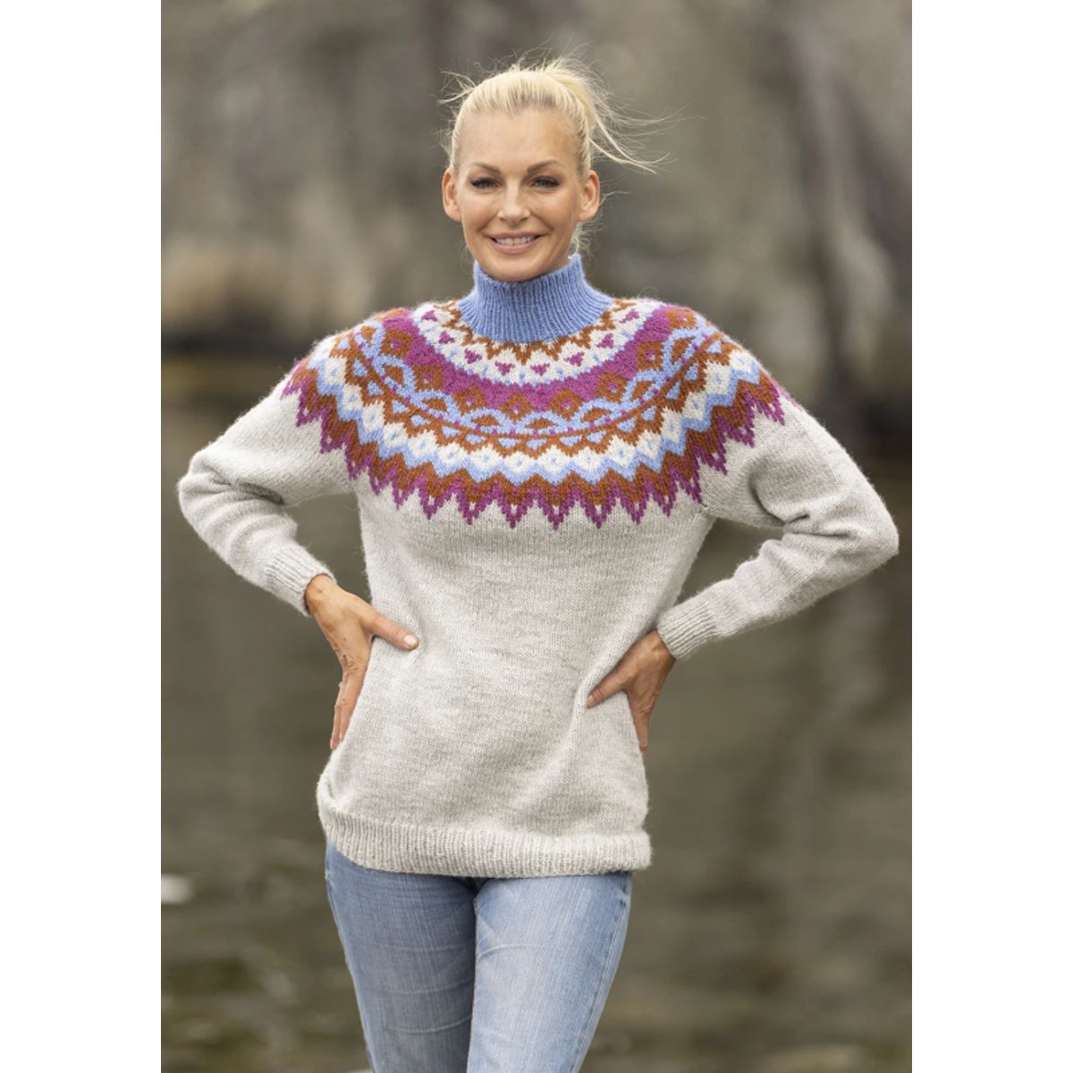 "Kraft" genser- Viking Design 2329-1E Kit - XS-XXL - Viking Wool, fra Viking