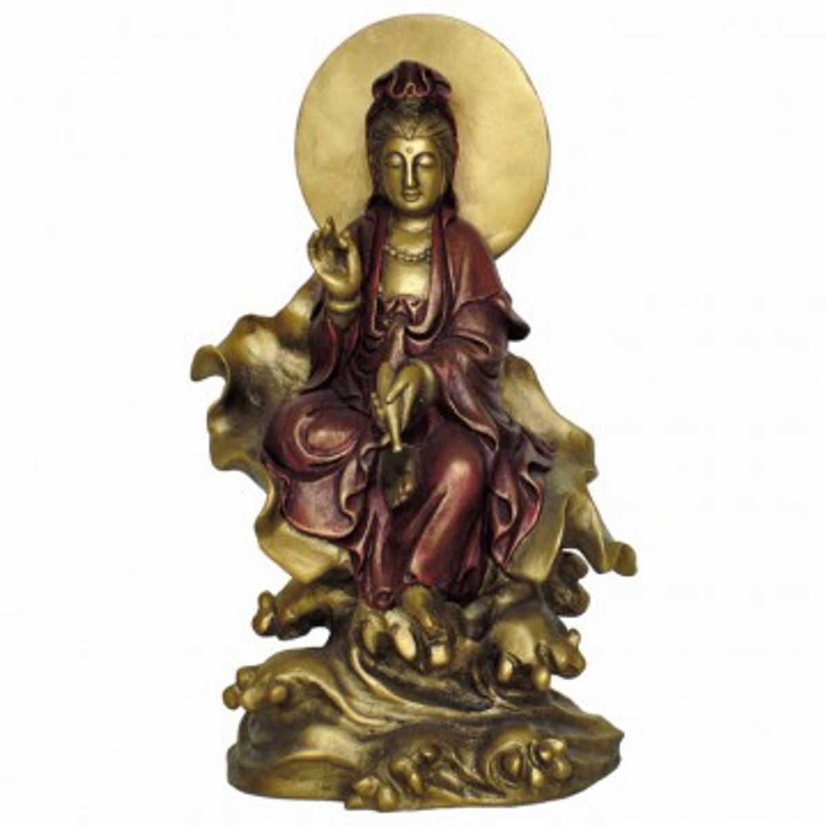 Kuan-Yin siddende på et blad - Buddha Kuan-Yin figurer - GodKarmaShop