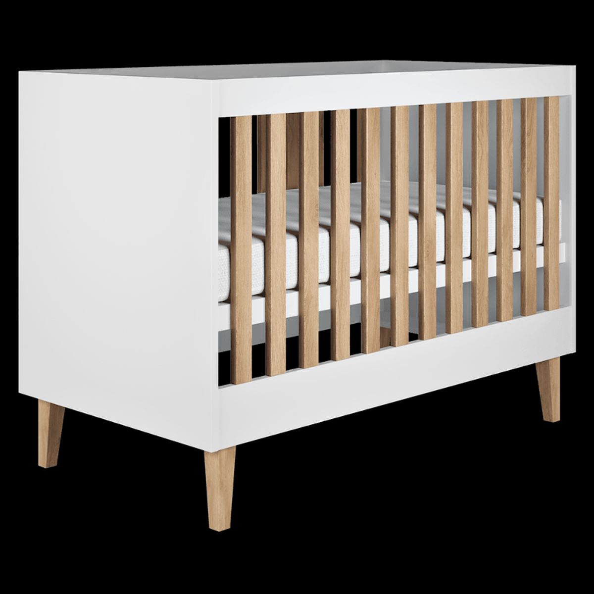 Kubi babyseng i træ 124x66x90 cm Flere varianter - Hvid