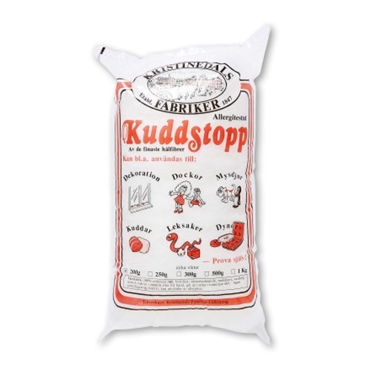 Kuddstopp Fyldevat/Bamsefyld/Dukkefyld/Pudefyld/Vat 1000 gram