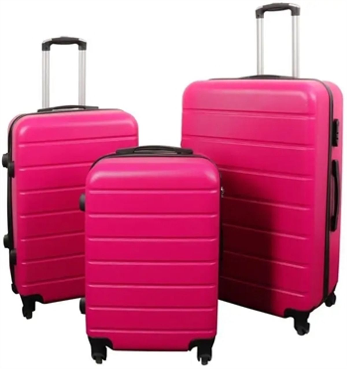 Kuffertsæt - 3 Stk. - Eksklusivt hardcase billige kufferter - Pink med striber