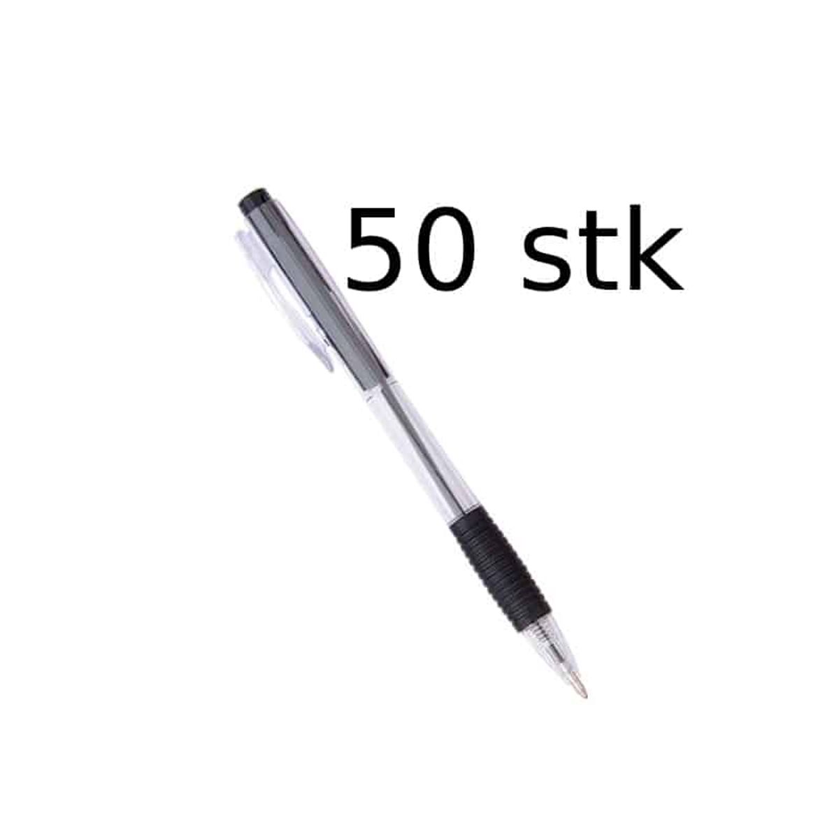 Kuglepen ballpoint med trykknap sort 50 stk