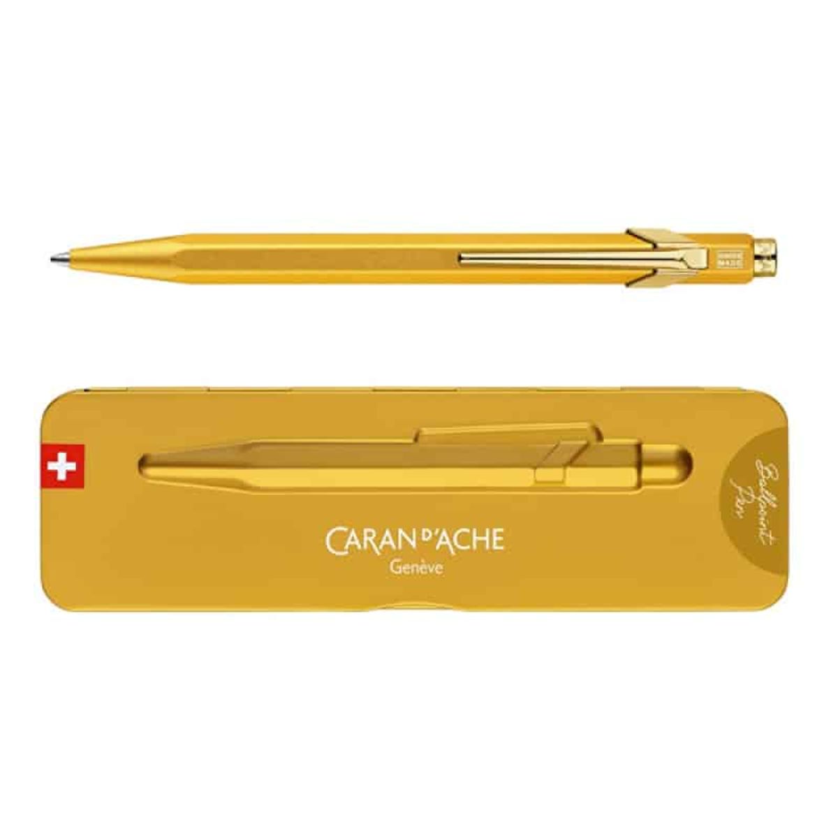 Kuglepen CARAN D'ACHE 849 Goldbar, M, med etui, guld.