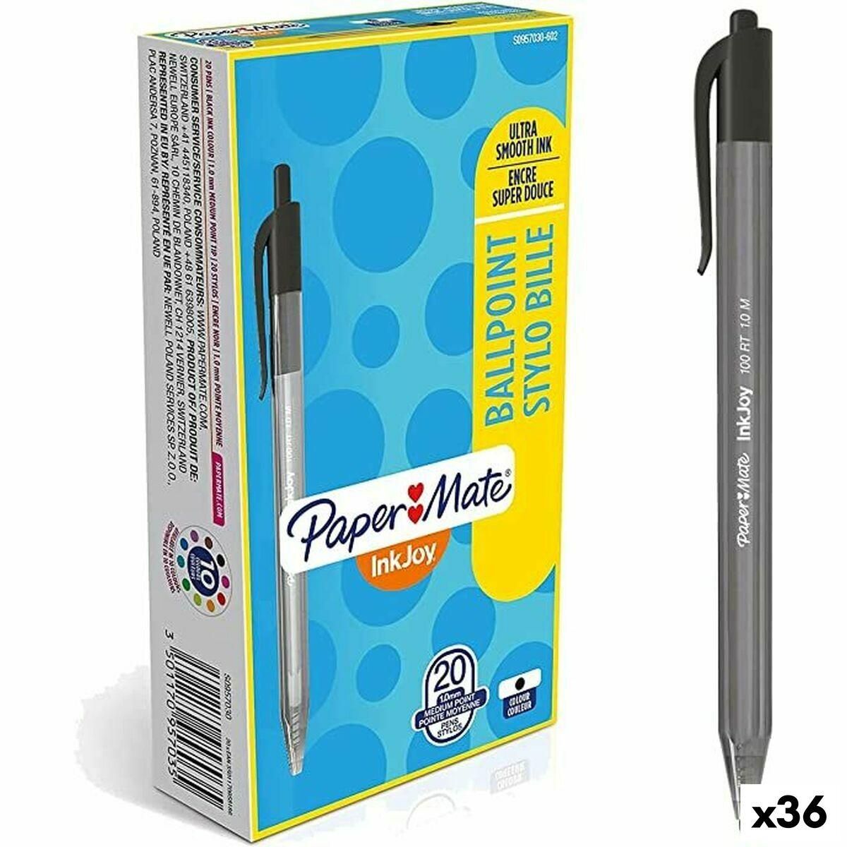 Kuglepen Paper Mate Inkjoy 20 Dele Sort 1 mm (36 Enheder)