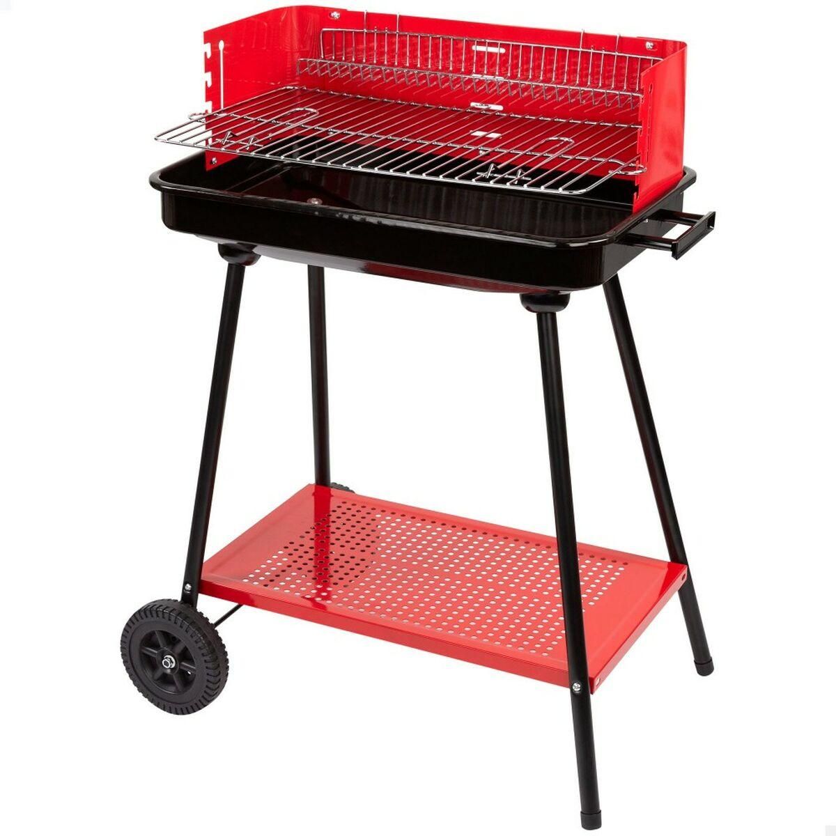 Kulgrill med hjul Aktive Stål Plastik Emaljeret metal 66 x 85 x 44 cm Rød