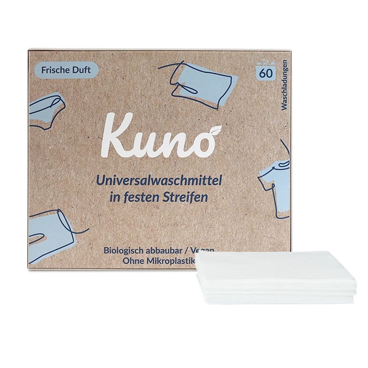 Kuno - Vaskemiddel i ark 60 stk. - universal med duft