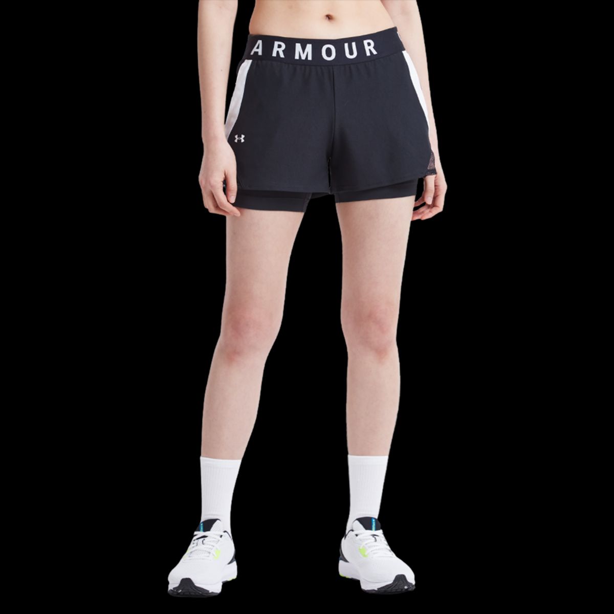 Kvinders Under Armour - Play Up 2-in-1 Shorts - Black / White XL