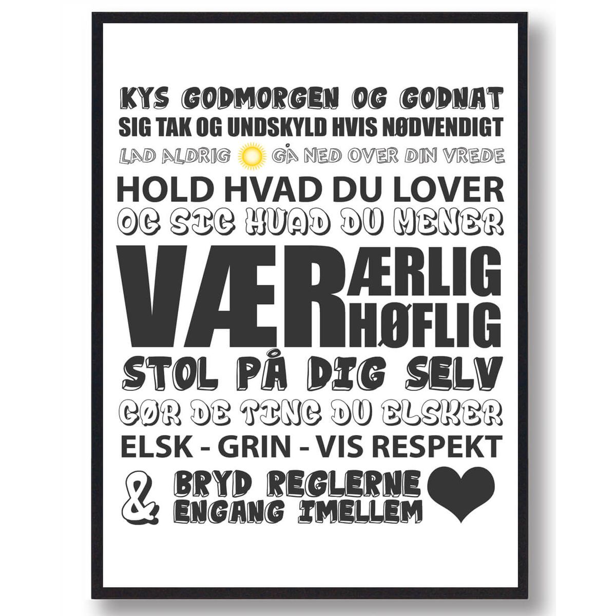 Kys hinanden godmorgen (Hvid) - plakat (Størrelse: L - 50x70cm (B2))