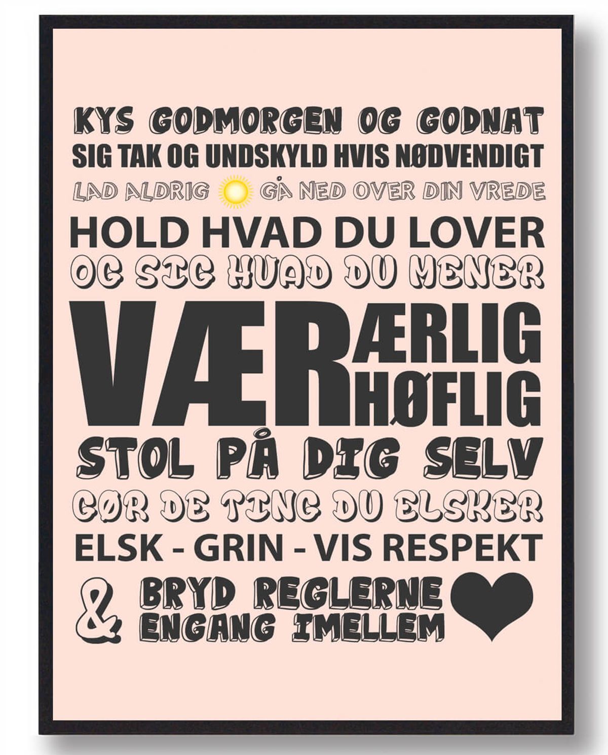 Kys hinanden godmorgen... (Rosa) - plakat (Størrelse: L - 50x70cm (B2))